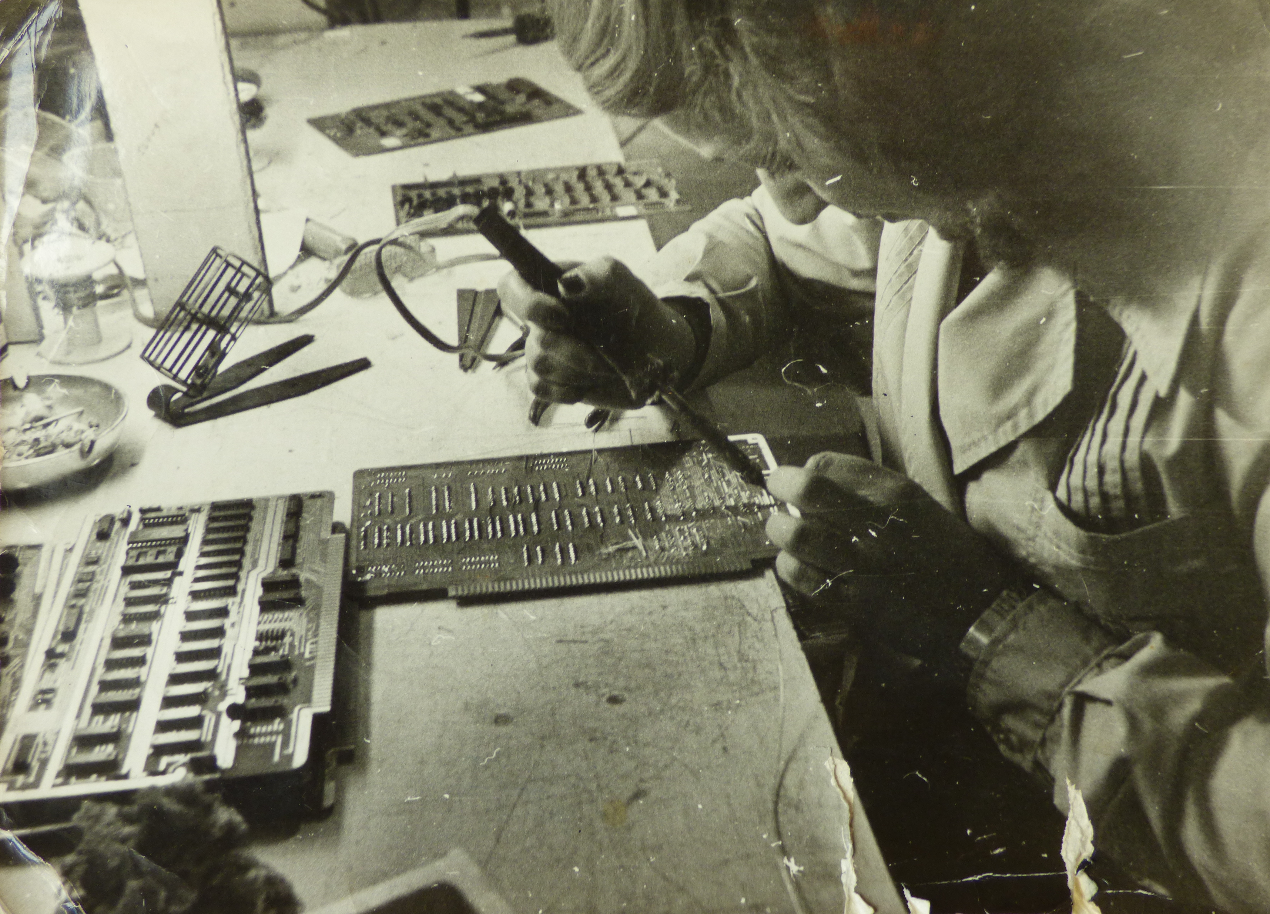 Mary Andrada soldering GPUs in Air Force